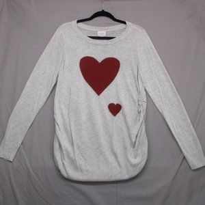 Isabel Maternity Long Sleeve Sweater Crew Neck Heart Gray Woman Size | L